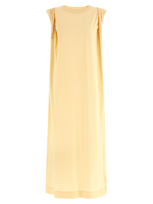 Dries Van Noten Women's Shirt Crew Neck Cotton Long Dress - Bicolour Yellow