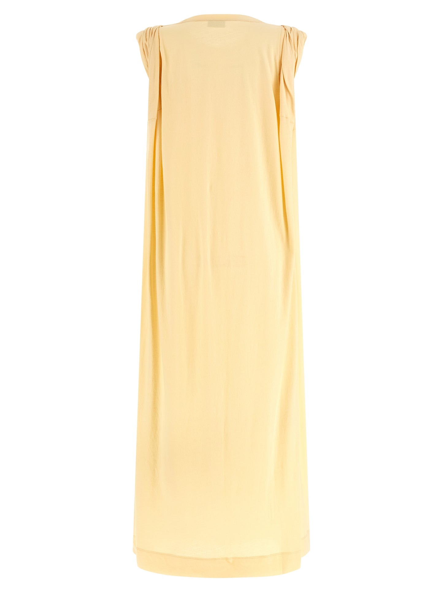 Dries Van Noten Women's Shirt Crew Neck Cotton Long Dress - Bicolour Yellow