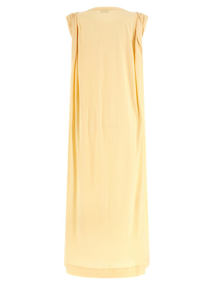 Dries Van Noten Women's Shirt Crew Neck Cotton Long Dress - Bicolour Yellow