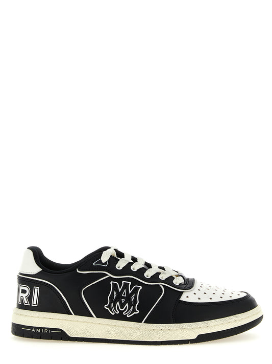 Sneakers by Amiri for men in modacrylic leather bicolour, black, white & signature features an versatile design from the Men's Low Top Modacrylic Leather Sneakers collection, highlighting a versatile low-top style for a premium, high-fashion look.