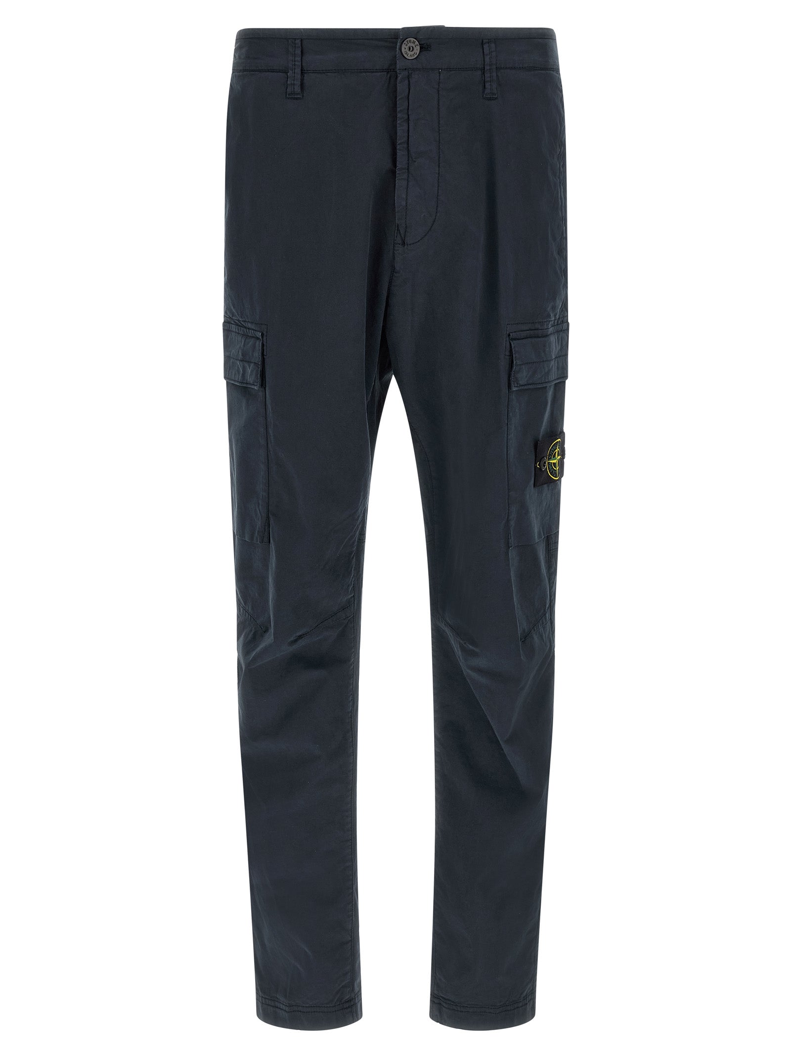 Cargo Pants by Stone Island for men in stretch cotton twill blue & signature features a sartorial silhouette, showcasing a sophisticated straight-leg with a refined long and elegant .