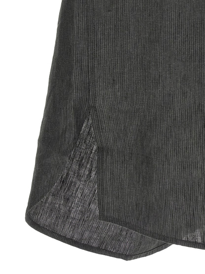 Shirt by Jacquemus for men in linen gray & striped presents a discerning silhouette, showcasing a sophisticated and for a truly discerning finish.