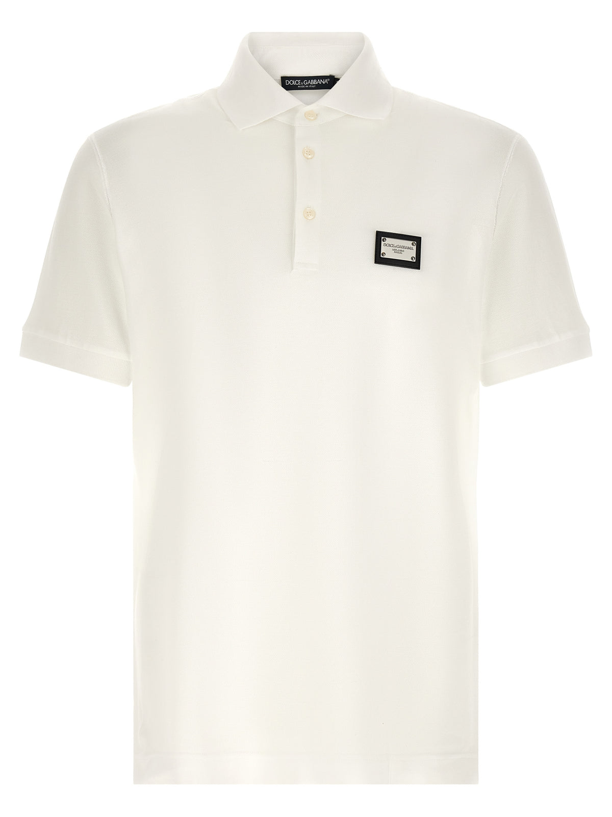 Dolce & Gabbana Men's Leather & Cotton Polo Shirt - White
