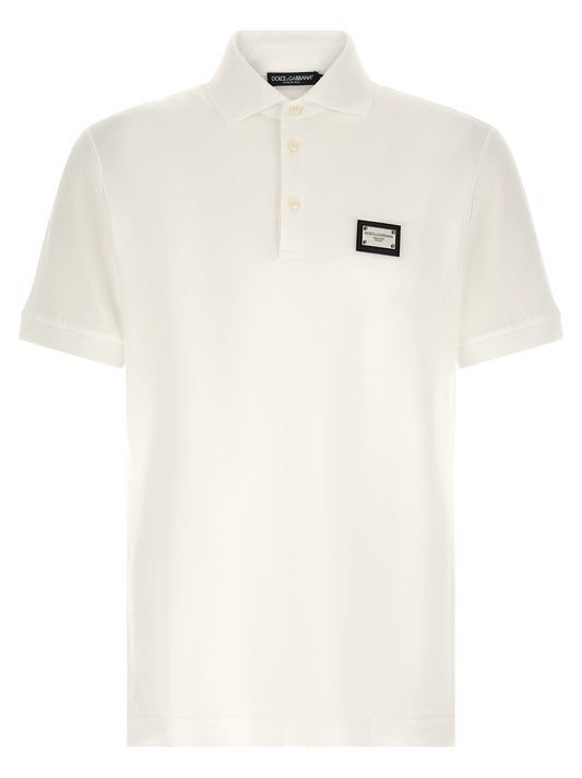 Polo Shirt by Dolce & Gabbana for men in leather & cotton white presents a distinguished silhouette, showcasing a sophisticated and distinguished for a truly distinguished finish.