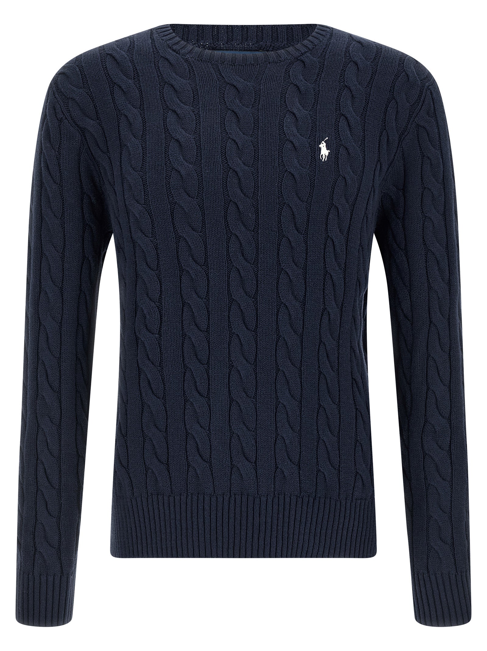 Cardigan by Polo Ralph Lauren for men in cotton blue features a nuanced silhouette with a refined crew neckline and nuanced detailing for a sophisticated look.