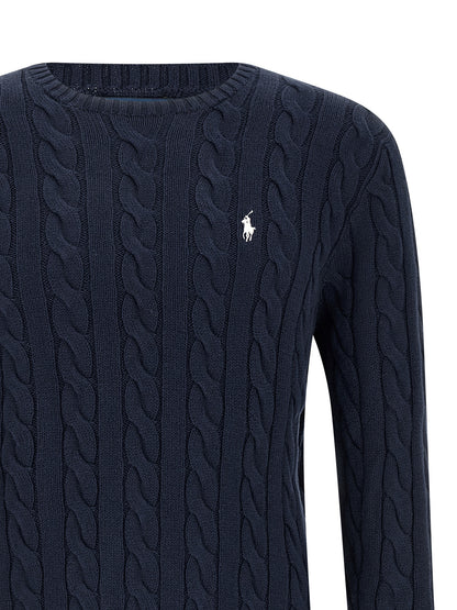 Cardigan by Polo Ralph Lauren for men in cotton blue features an impeccable silhouette, showcasing a sophisticated crew neckline and detail for a truly impeccable finish.
