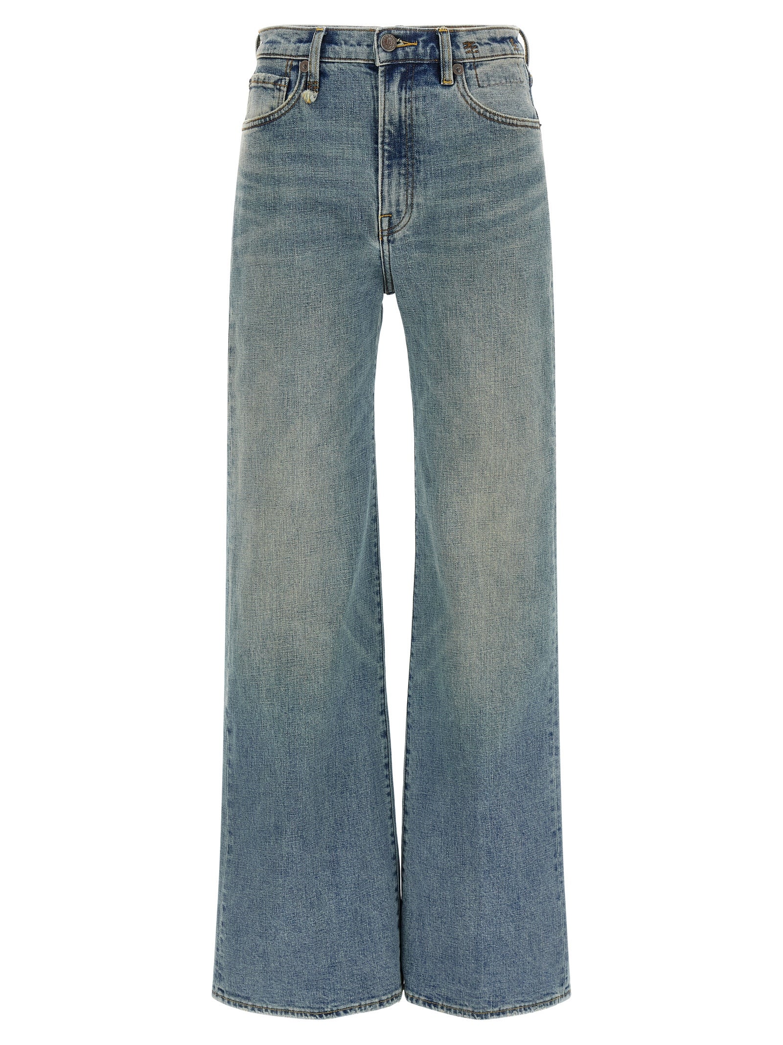 Jeans by R13 for women in polyurethane & denim cotton blue features a refined silhouette with a refined flared & wide, defined by a high rise and a refined long for a refined finish.