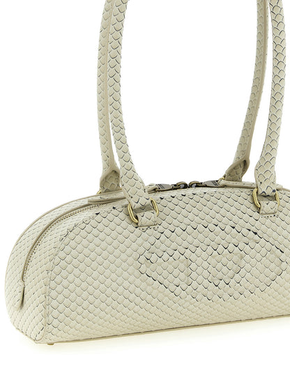 Shoulder Dome Bag by Diesel for women in leather & metal beige features an effortlessly chic silhouette with a secure zipper, ample , and versatile shoulder-strap & handle for effortlessly chic everyday luxury.