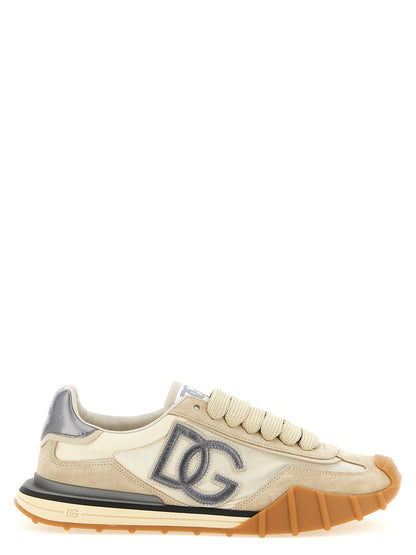 Athletic Sneakers by Dolce & Gabbana for men in tu polyamide canvas & suede calfskin silver features an exquisite silhouette, showcasing the premium athletic style of the Men's Athletic TU Polyamide Canvas & Suede Calfskin Sneakers with an exquisite finish.