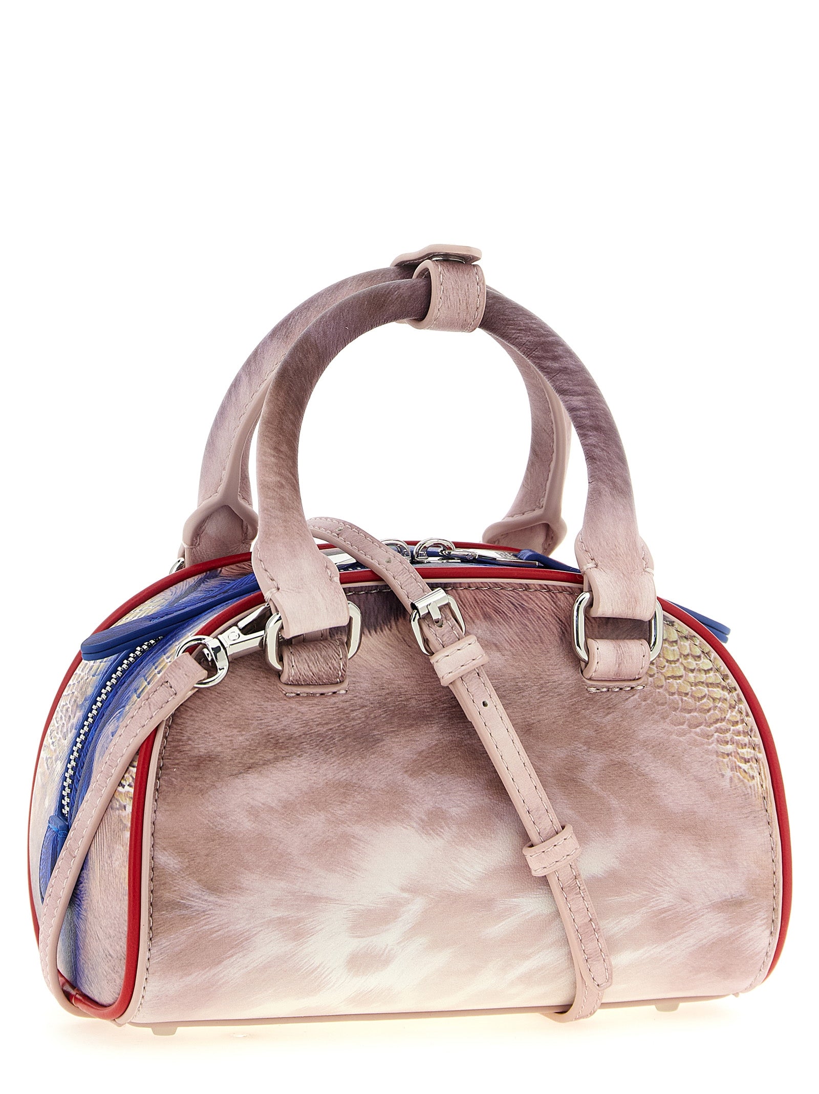 Mini Crossbody Bowling Dome Handbag by Diesel for women in polyethylene polyurethane leather animal, multicolor & print features a multifaceted silhouette, showcasing a secure zipper and multifaceted with versatile crossbody-strap, shoulder-strap, adjustable-strap & handle for multifaceted style.
