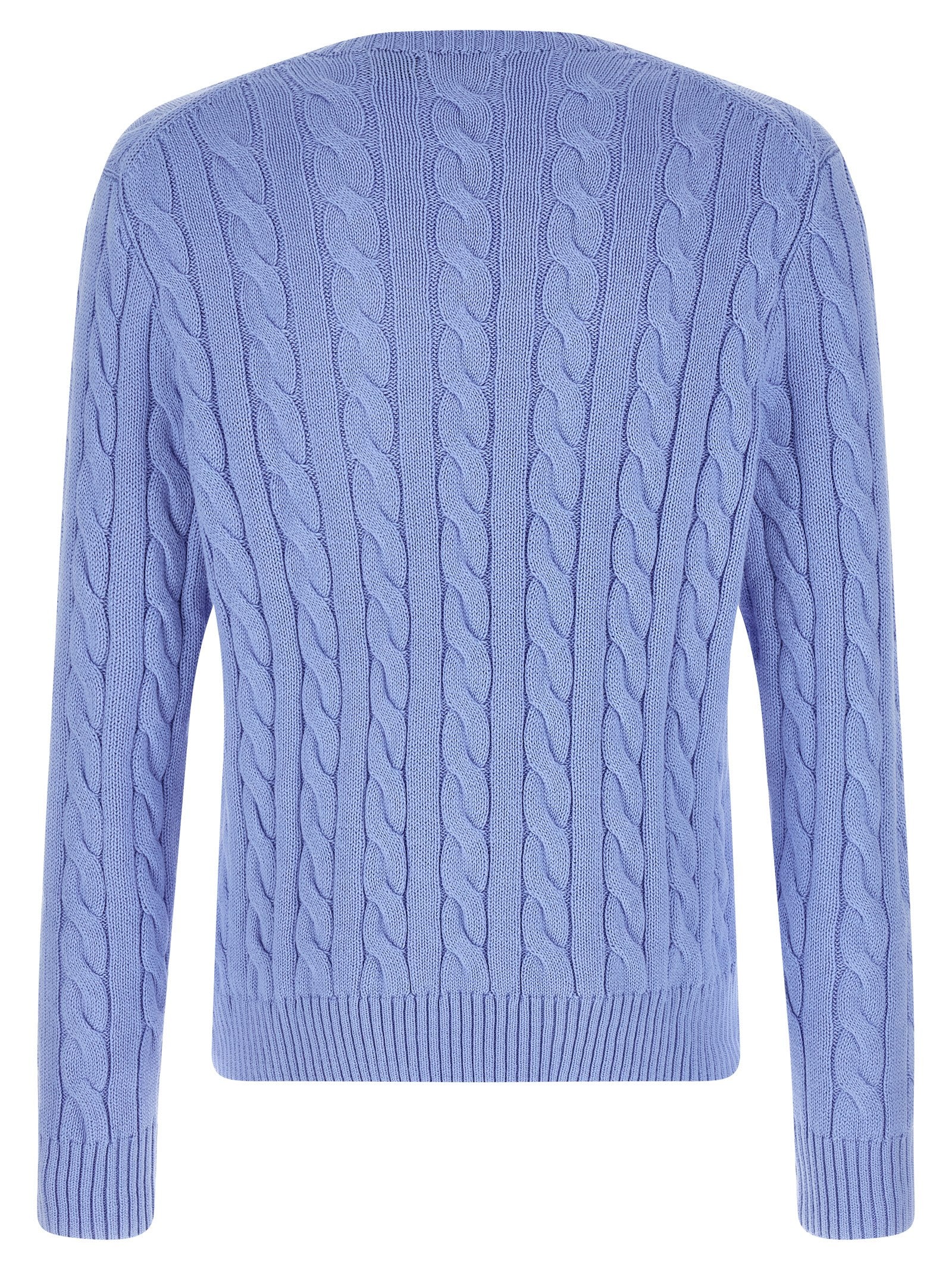 Cardigan by Polo Ralph Lauren for men in cotton light-blue showcases a captivating silhouette, artfully detailed with a captivating and crew neckline for a truly sophisticated captivating look.
