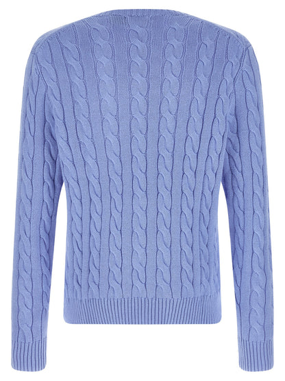 Cardigan by Polo Ralph Lauren for men in cotton light-blue showcases a captivating silhouette, artfully detailed with a captivating and crew neckline for a truly sophisticated captivating look.