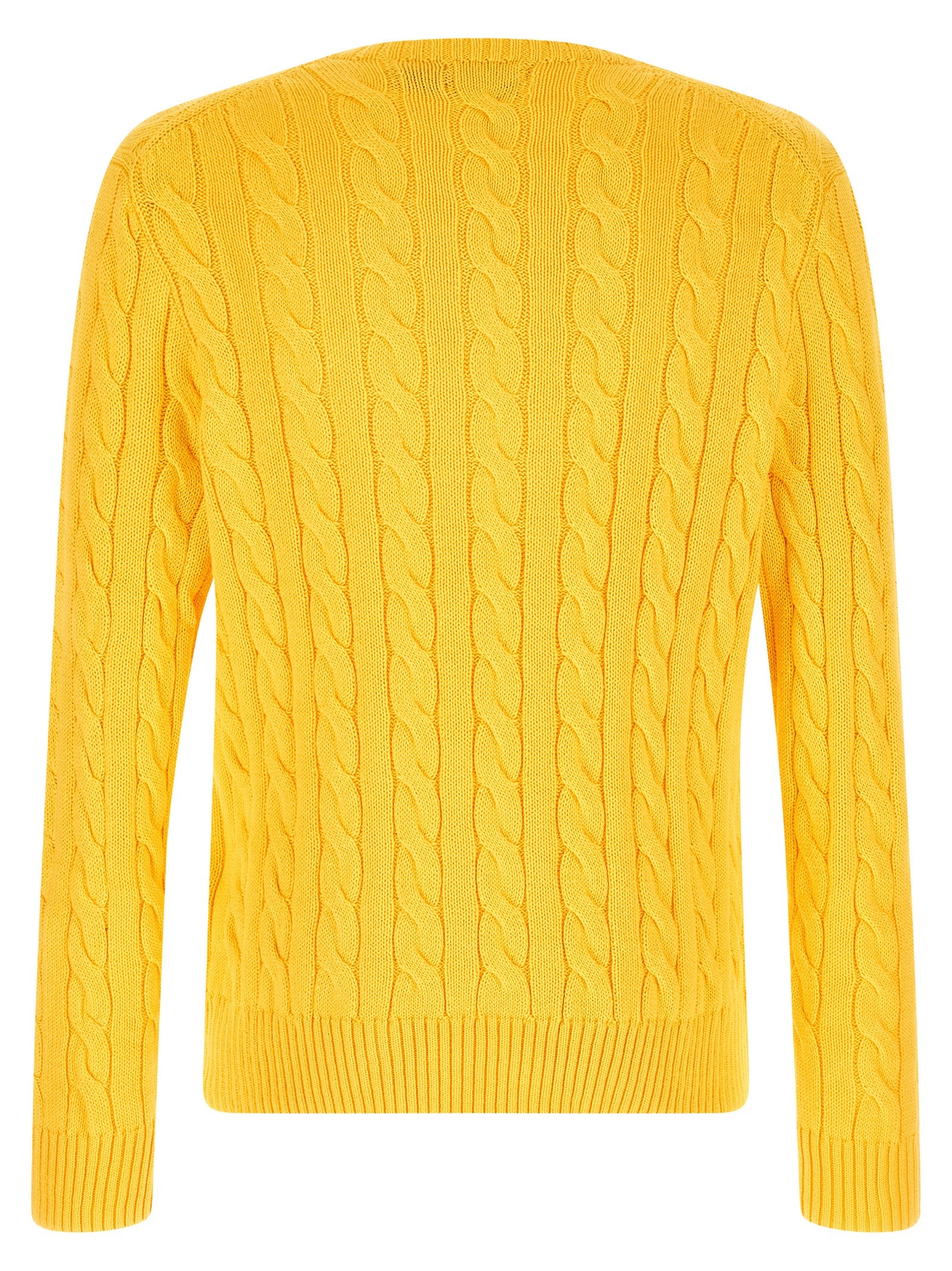 Cardigan by Polo Ralph Lauren for men in cotton bicolour & yellow presents a textural silhouette, artfully finished with a textural crew neckline and for a sophisticated, textural look.