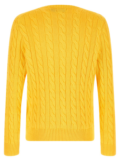 Cardigan by Polo Ralph Lauren for men in cotton bicolour & yellow presents a textural silhouette, artfully finished with a textural crew neckline and for a sophisticated, textural look.