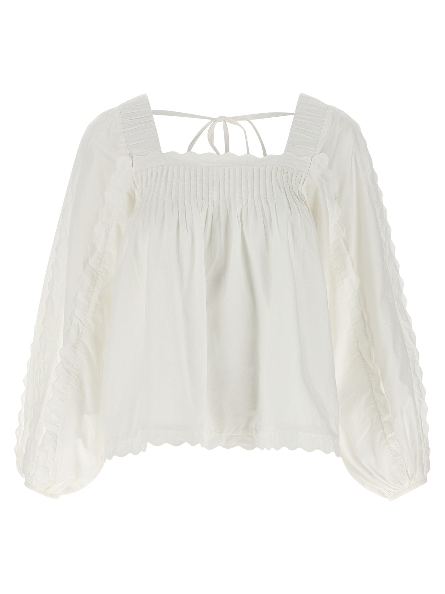 FARM RIO Women's Flared Long-Sleeve Cotton Blouse - White