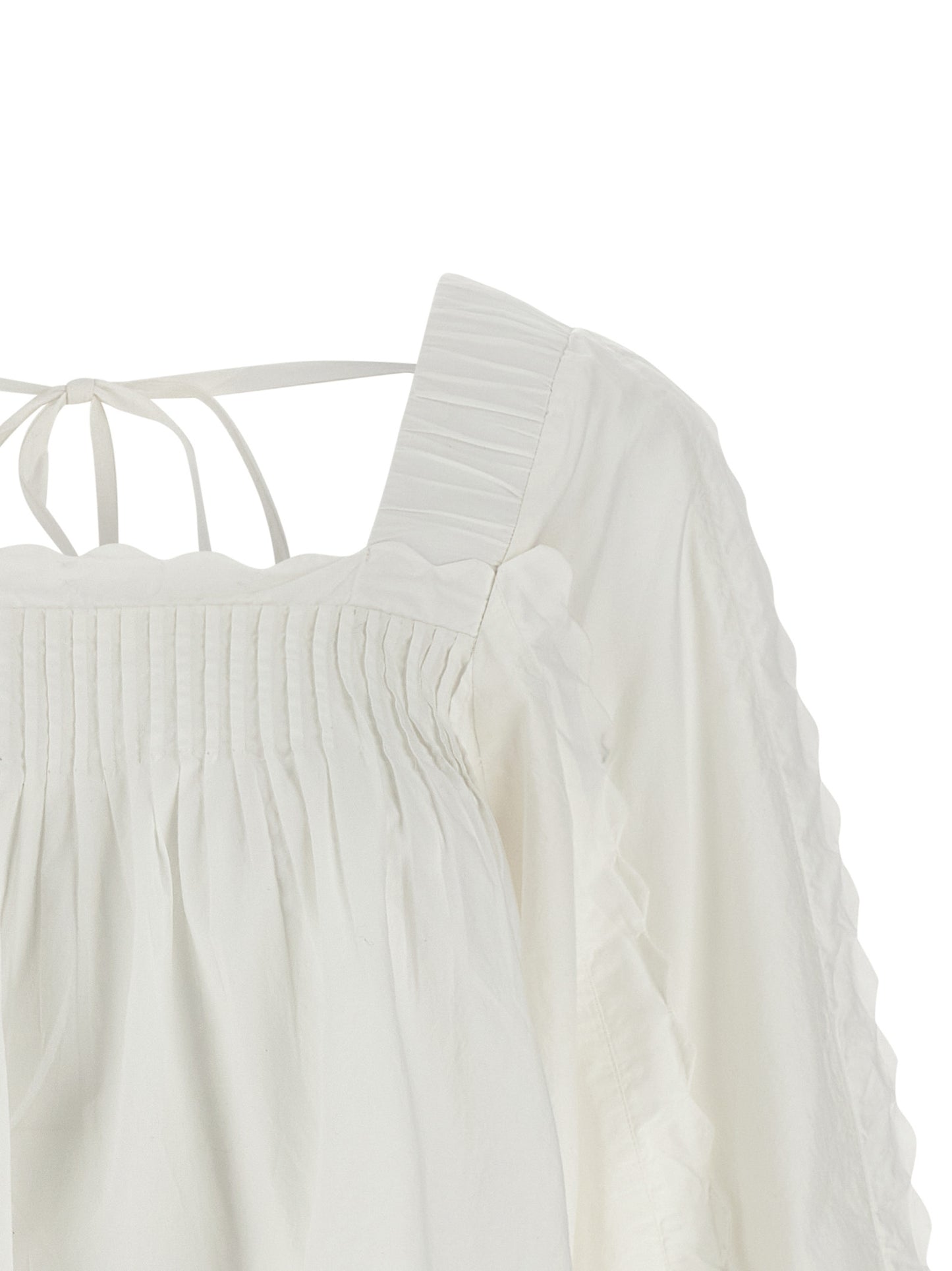 FARM RIO Women's Flared Long-Sleeve Cotton Blouse - White