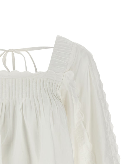 FARM RIO Women's Flared Long-Sleeve Cotton Blouse - White