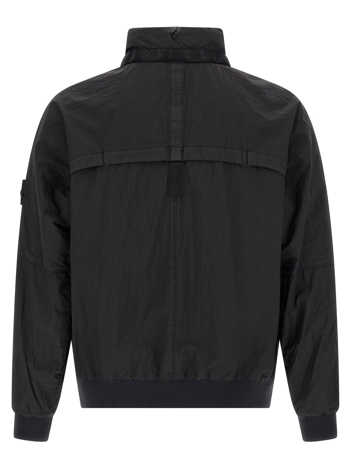 Hooded Bomber Jacket by Stone Island for men in nylon black features an on trend silhouette, showcasing refined pockets & hooded and a sophisticated hooded neckline for a truly on trend finish.