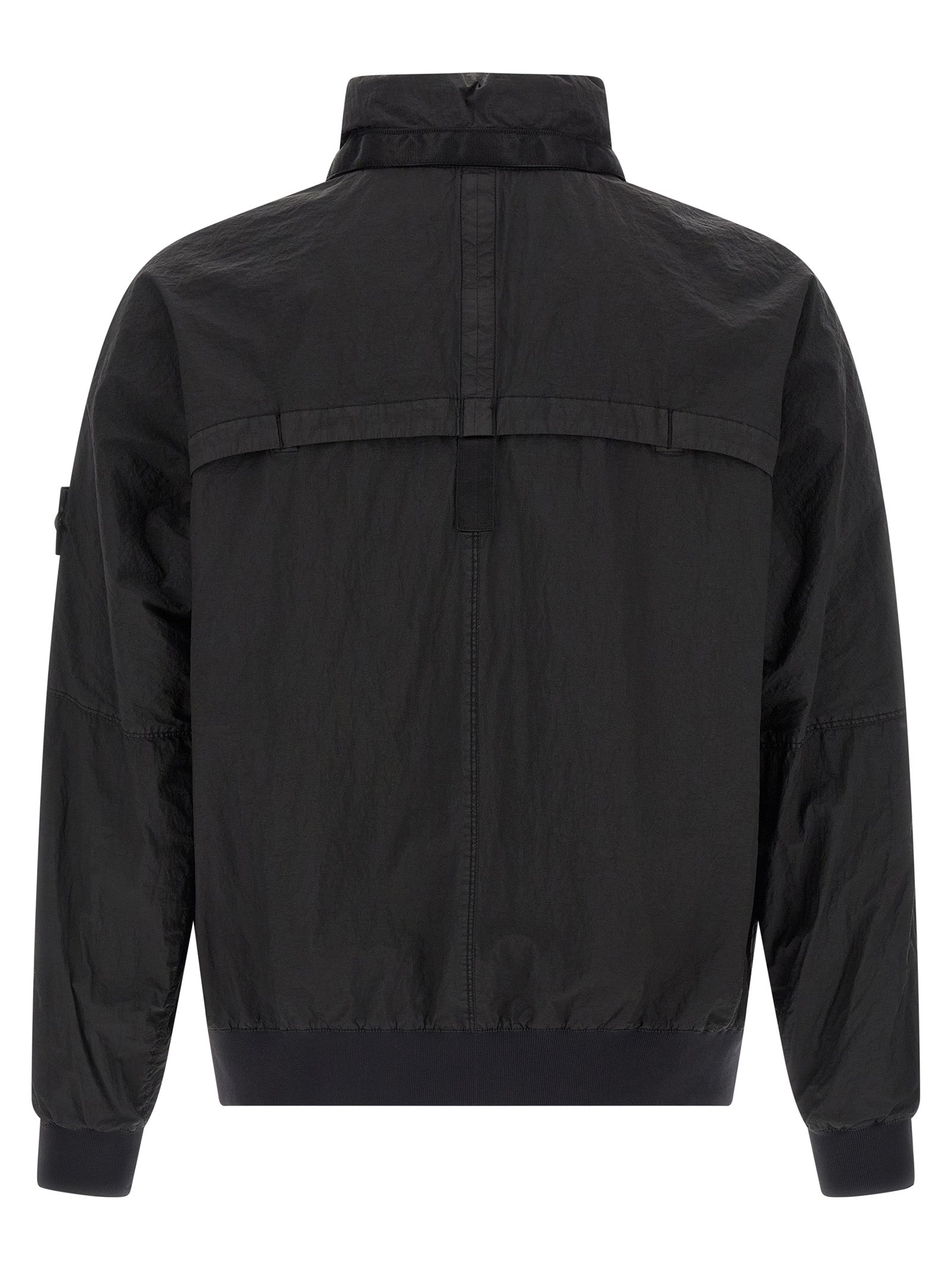 Hooded Bomber Jacket by Stone Island for men in nylon black features an on trend silhouette, showcasing refined pockets & hooded and a sophisticated hooded neckline for a truly on trend finish.