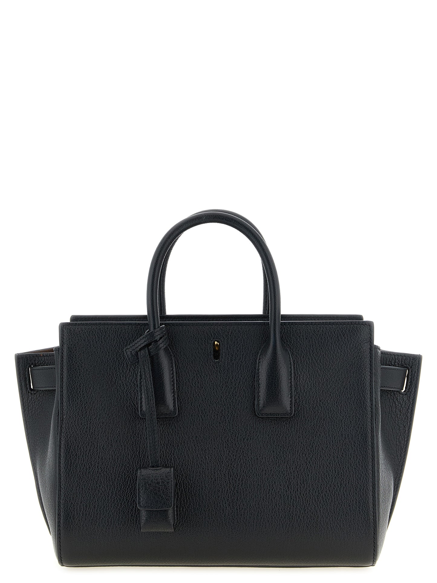 East West Handbag by Saint Laurent for women in viscose goat leather & fur black features a signature silhouette, showcasing a secure and signature with versatile adjustable-strap & handle for a sophisticated look.