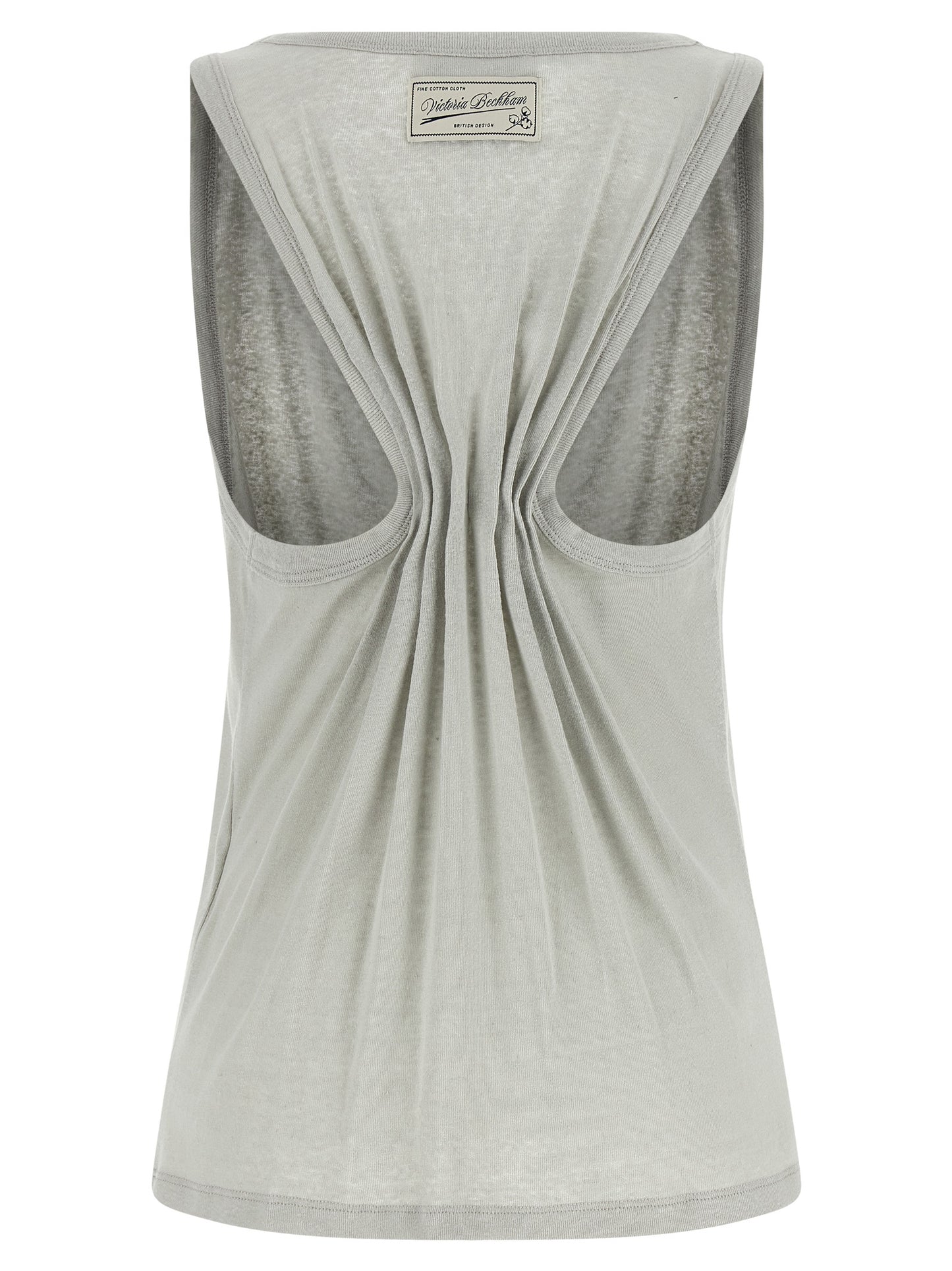 Tank Top by Victoria Beckham for women in organic cotton & wool gray & signature presents a uncompromising silhouette, artfully detailed with a uncompromising split square neckline and for a sophisticated, uncompromising finish.