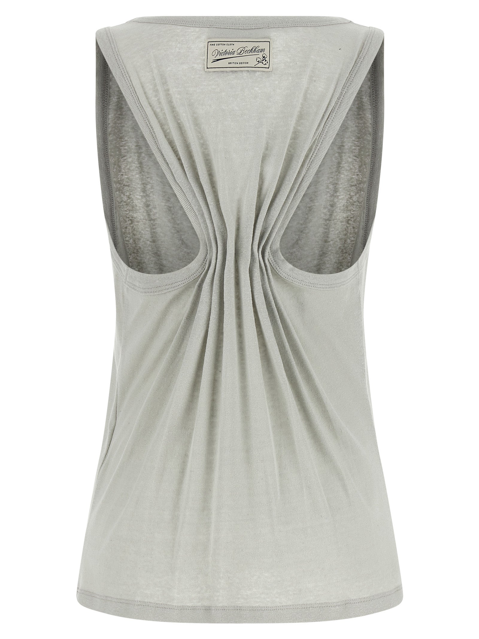 Tank Top by Victoria Beckham for women in organic cotton & wool gray & signature presents a uncompromising silhouette, artfully detailed with a uncompromising split square neckline and for a sophisticated, uncompromising finish.