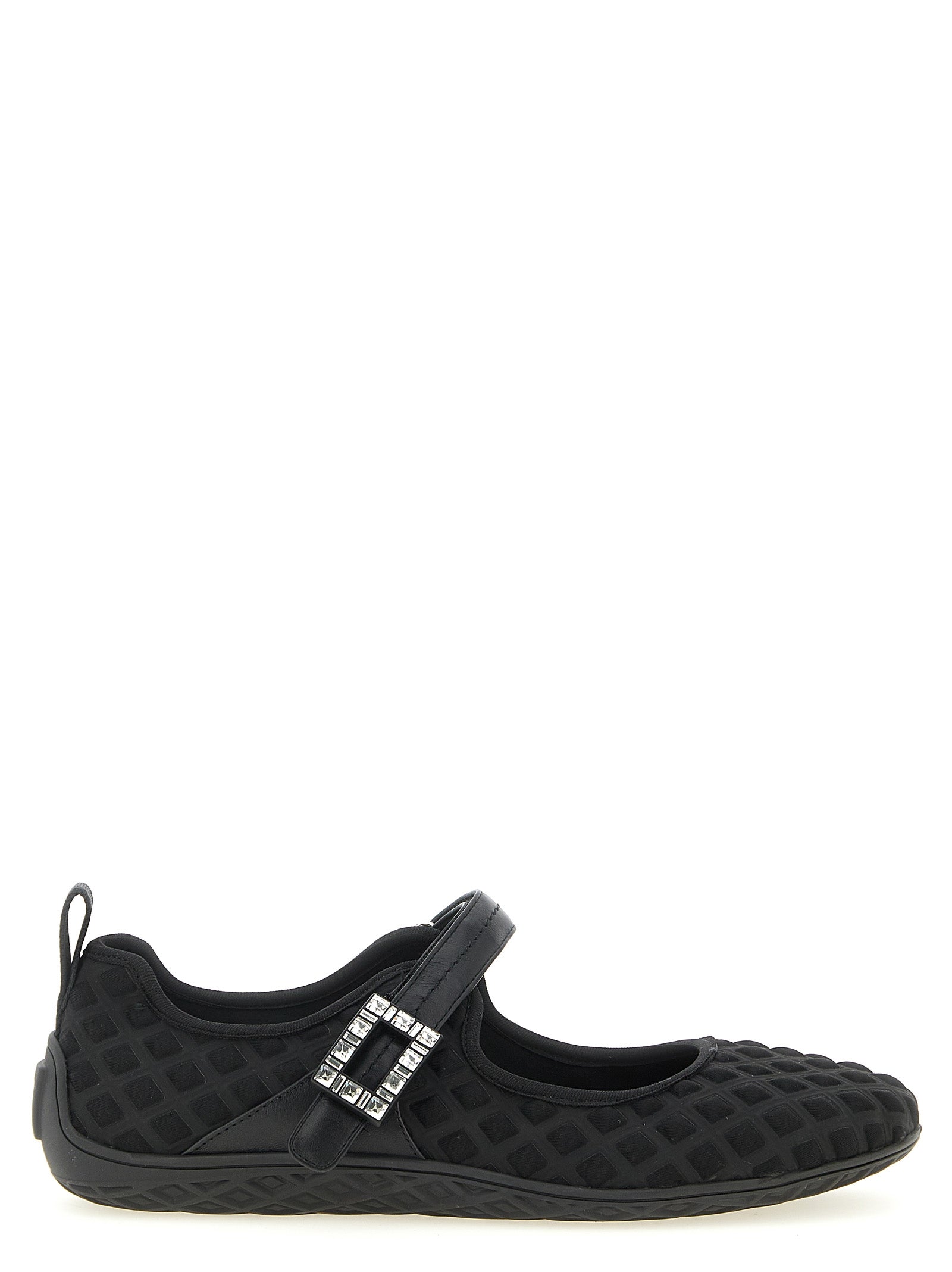 Ballet Flat Shoes by Roger Vivier for women in polyamide leather & crystal black & patterned features an captivating silhouette, showcasing the captivating style of the Viv Women's Polyamide Leather & Crystal Ballet Flat Shoes with its distinct and refined .