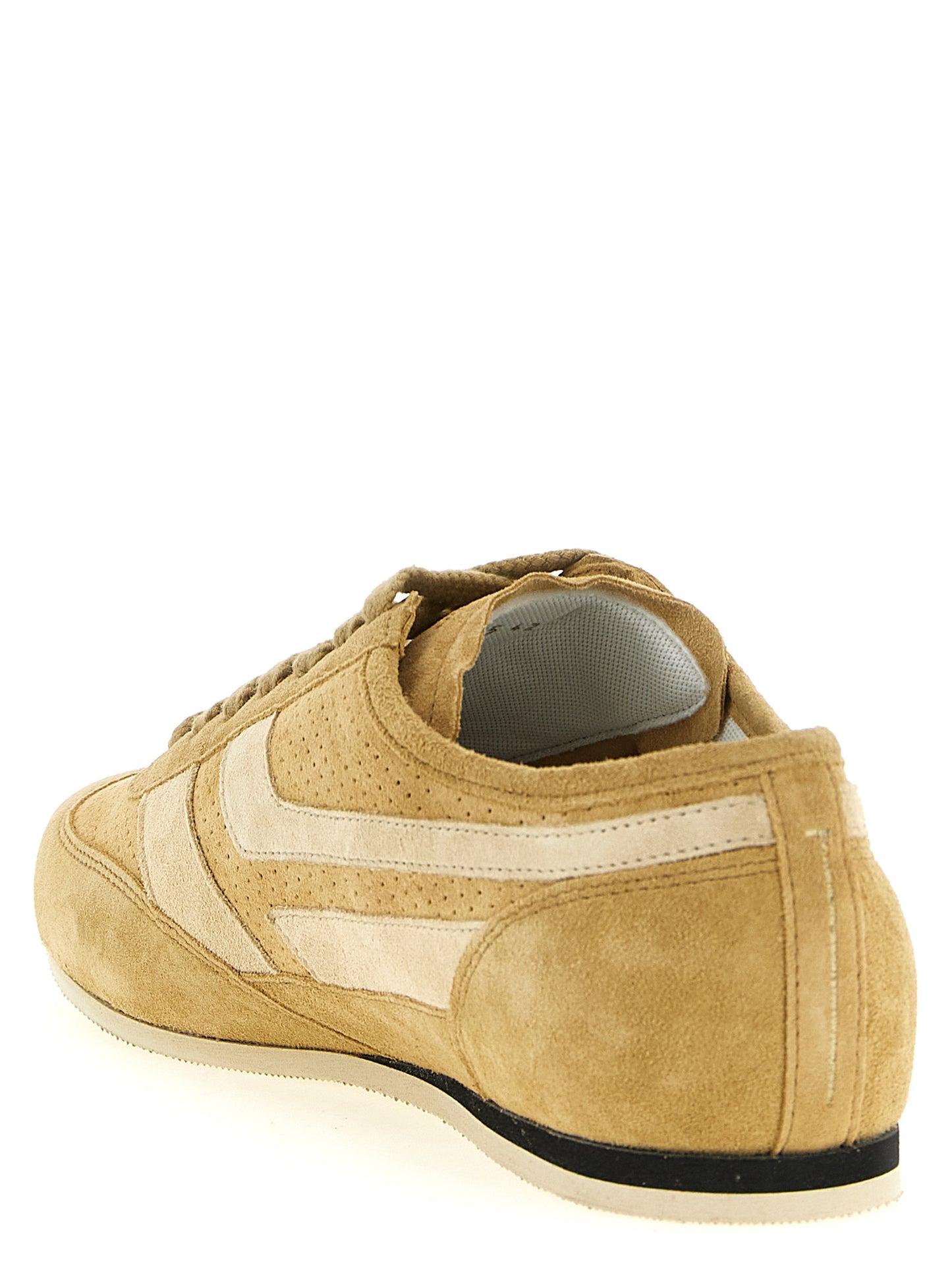Sneakers by Tom Ford for men in suede calfskin leather & cotton beige features an versatile design from the Men's Casual Suede Calfskin Leather & Cotton Sneakers collection, highlighting a versatile casual style for a premium, high-fashion look.