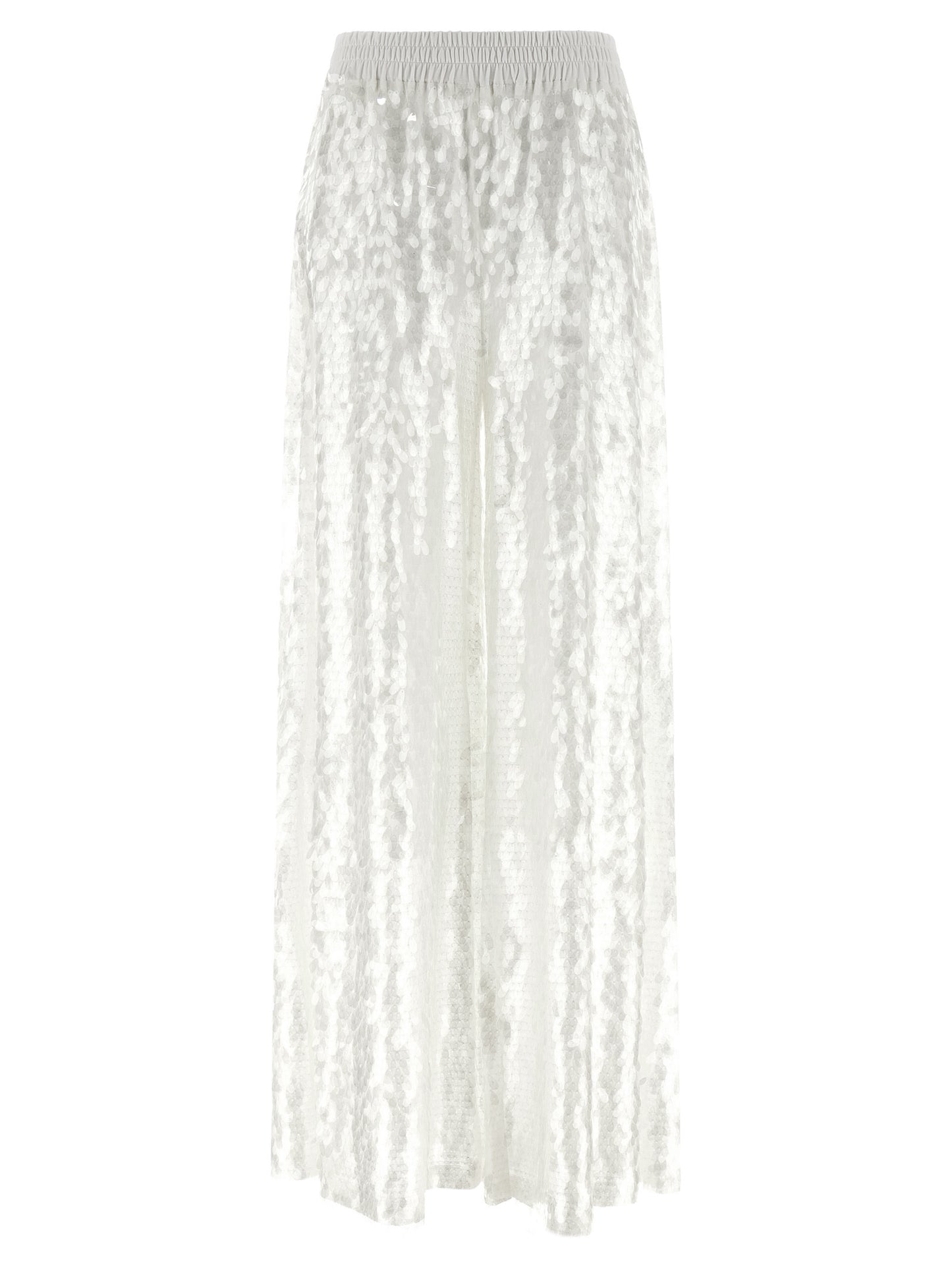Norma Kamali Women's Straight Wide Boyfriend Nylon & Sequins Trousers - White