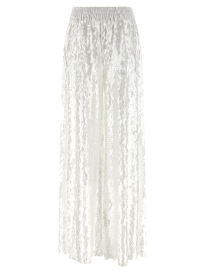Norma Kamali Women's Straight Wide Boyfriend Nylon & Sequins Trousers - White