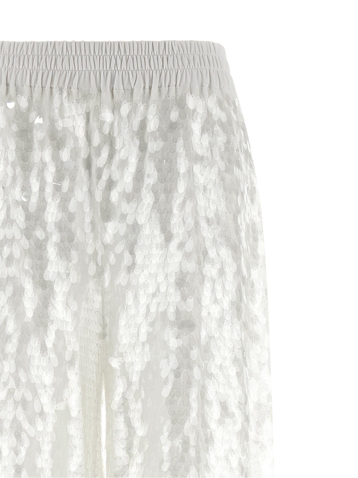 Norma Kamali Women's Straight Wide Boyfriend Nylon & Sequins Trousers - White