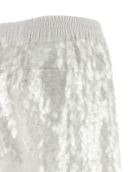 Norma Kamali Women's Straight Wide Boyfriend Nylon & Sequins Trousers - White