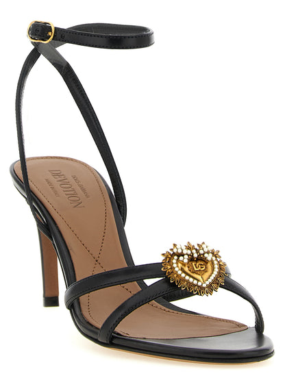 Stiletto Ankle Strap Sandals by Dolce & Gabbana for women in calfskin leather black & pearl features an effortlessly chic silhouette from the Devotion Women's Calfskin Leather Stiletto Ankle Strap Sandals collection, showcasing a effortlessly chic stiletto and elegant .