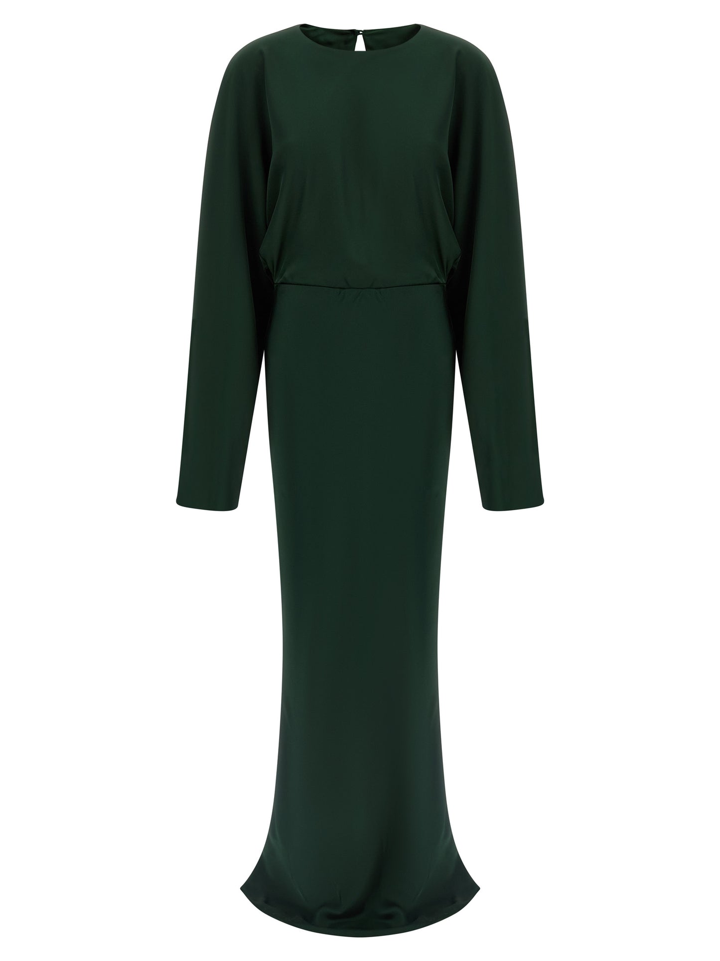 Norma Kamali Women's Flared Crew Neck Polyester Crepe Maxi Long Dress - Bicolour Green