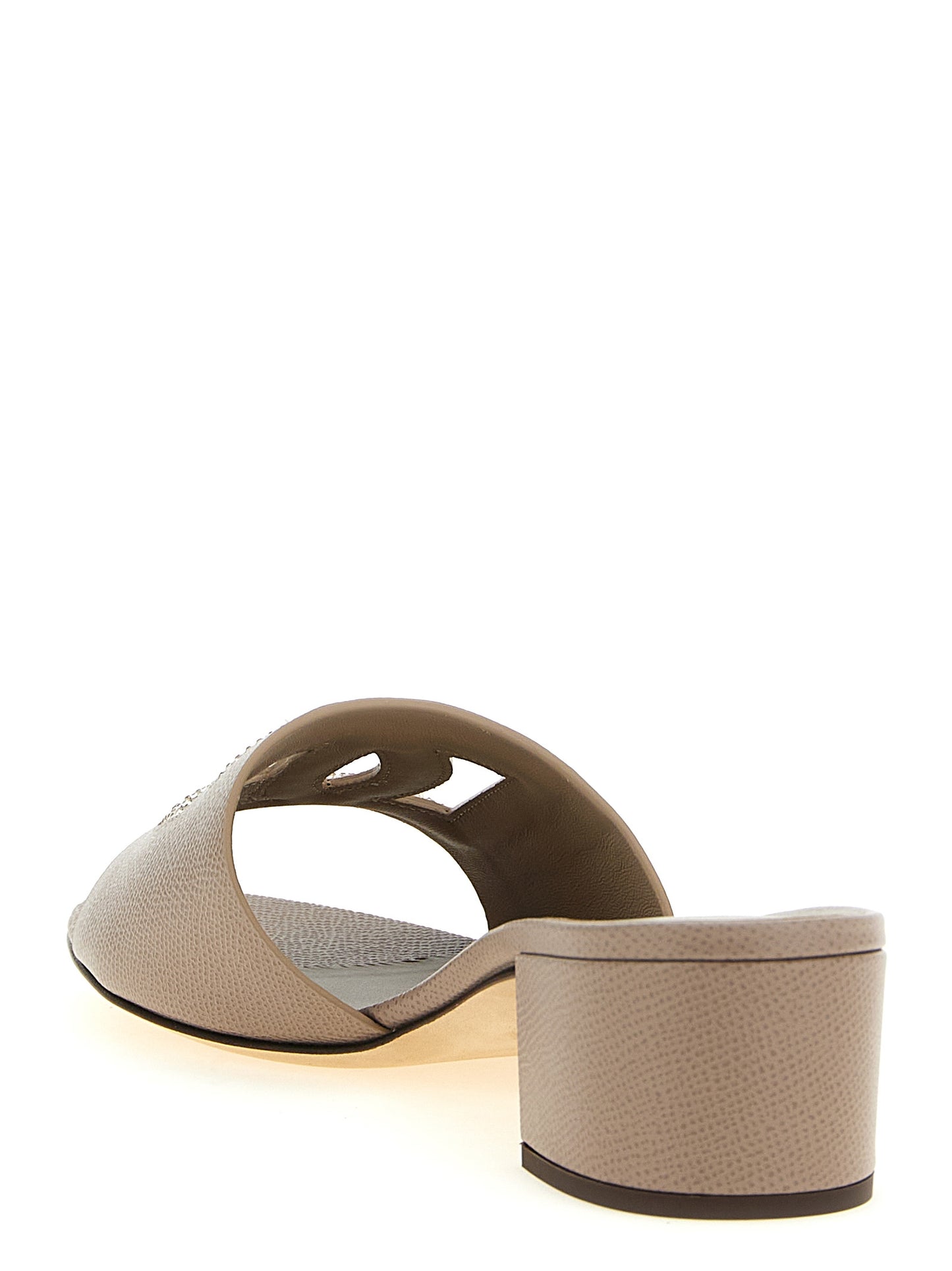 Mules Sandals Flat Shoes by Dolce & Gabbana for women in suede calfskin & goat leather gray & signature features an statuesque silhouette from the Women's Suede Calfskin & Goat Leather Mules Sandals Flat Shoes collection, showcasing a and a statuesque for a statuesque look.