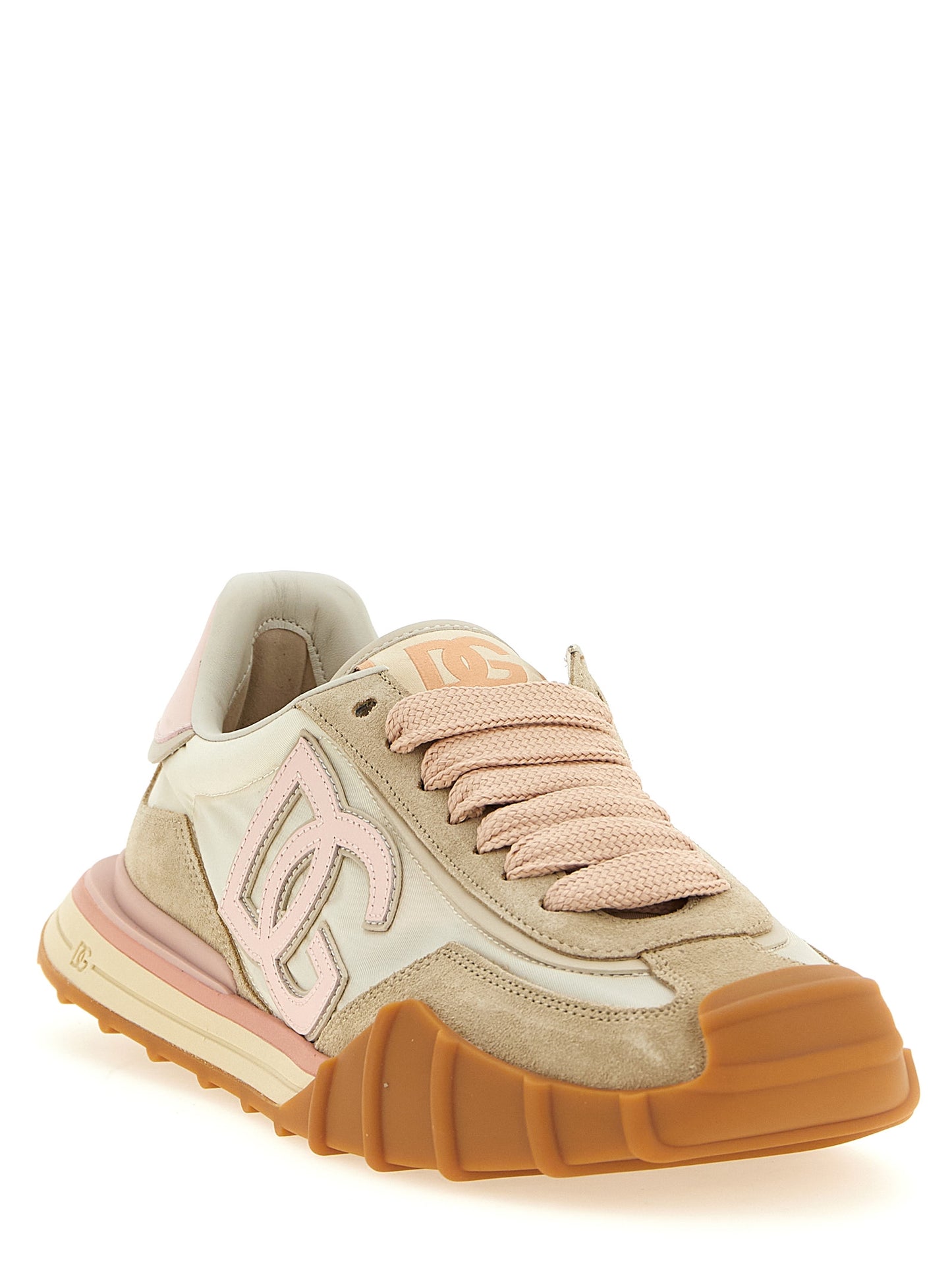 Athletic Sneakers Dolce & Gabbana women suede calf leather & canvas multicolor & pink featuring a avant-garde Women's Athletic Suede Calf Leather & Canvas Sneakers design with a avant-garde athletic style for a refined finish.