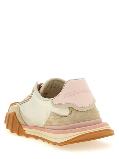 Athletic Sneakers by Dolce & Gabbana for women in suede calf leather & canvas multicolor & pink showcases an impeccable silhouette, defined by an impeccable athletic style design that perfectly captures the essence of the Women's Athletic Suede Calf Leather & Canvas Sneakers.