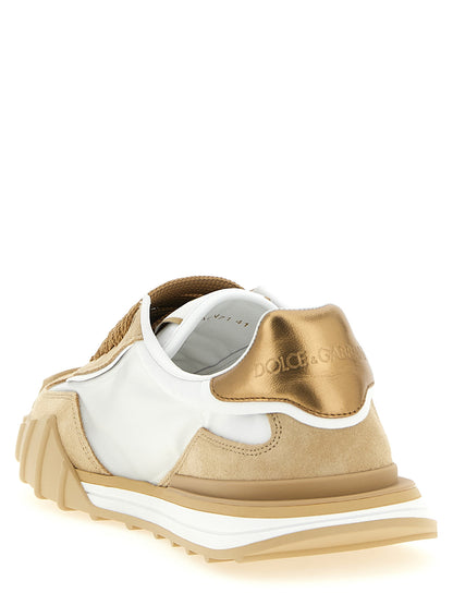 Athletic Sneakers by Dolce & Gabbana for women in tu polyamide & calfskin leather beige features an exquisite silhouette, showcasing the premium athletic style of the Women's Athletic TU Polyamide & Calfskin Leather Sneakers with an exquisite finish.