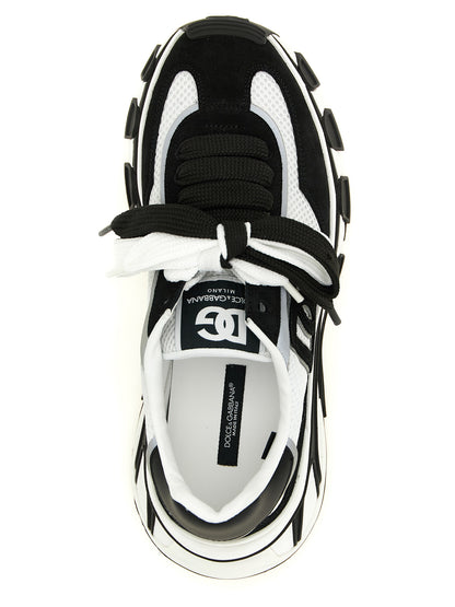 Athletic Sneakers by Dolce & Gabbana for women in tu polyester & suede calf leather bicolour, black & white features an effortless chic silhouette, showcasing the signature athletic style of the Women's Athletic TU Polyester & Suede Calf Leather Sneakers collection with a truly effortless chic finish.