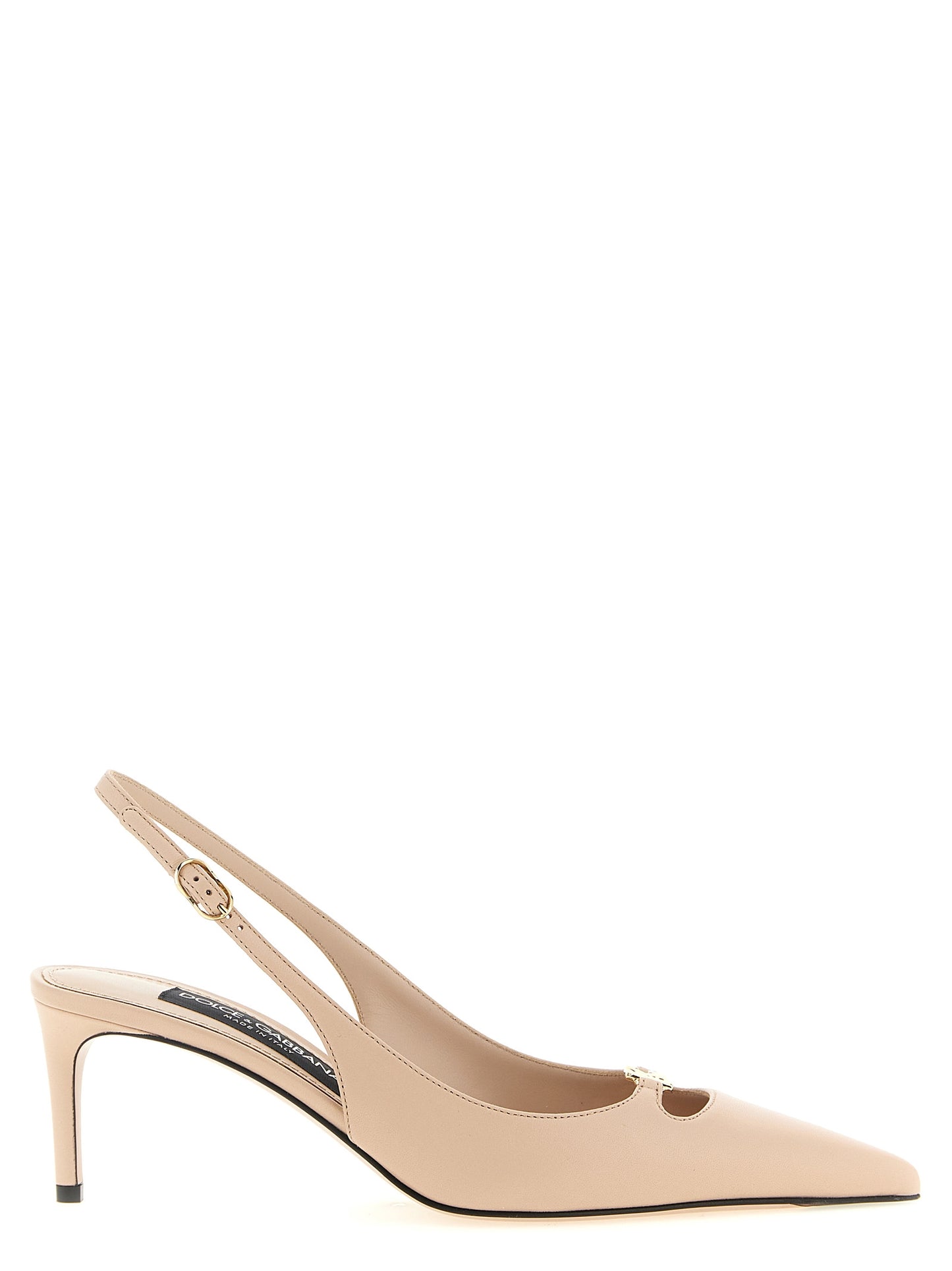 Mid-Heel Slingback Pumps Heels by Dolce & Gabbana for women in nappa lamb leather gold, multicolor, pink & signature features a effortless chic silhouette, showcasing the Women's Nappa Lamb Leather Mid-Heel Slingback Pumps Heels design with a effortless chic mid-heel and pointed toe style for a effortless chic finish.