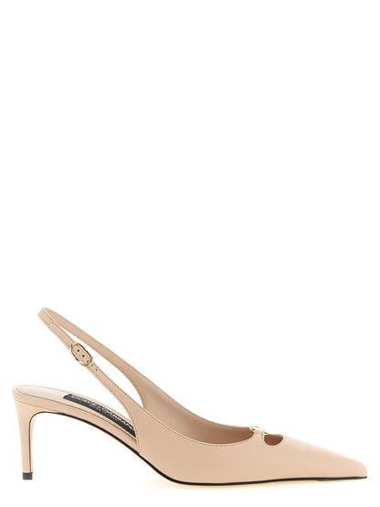 Mid-Heel Slingback Pumps Heels by Dolce & Gabbana for women in nappa lamb leather gold, multicolor, pink & signature features a effortless chic silhouette, showcasing the Women's Nappa Lamb Leather Mid-Heel Slingback Pumps Heels design with a effortless chic mid-heel and pointed toe style for a effortless chic finish.