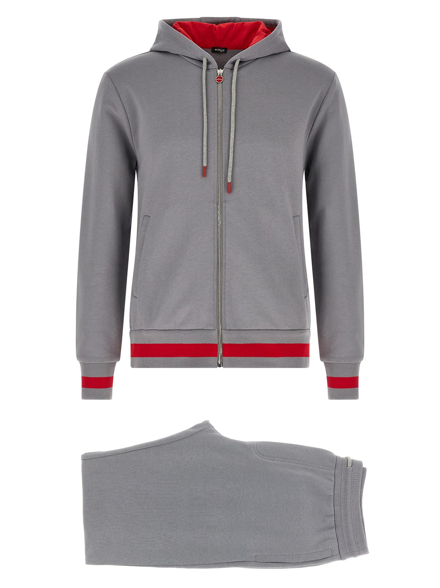 Hooded Activewear from Kiton for men in cotton gray features an kinetic design from the Men's Cotton Hooded Track Suit collection, highlighting functional for a premium, high-performance look.