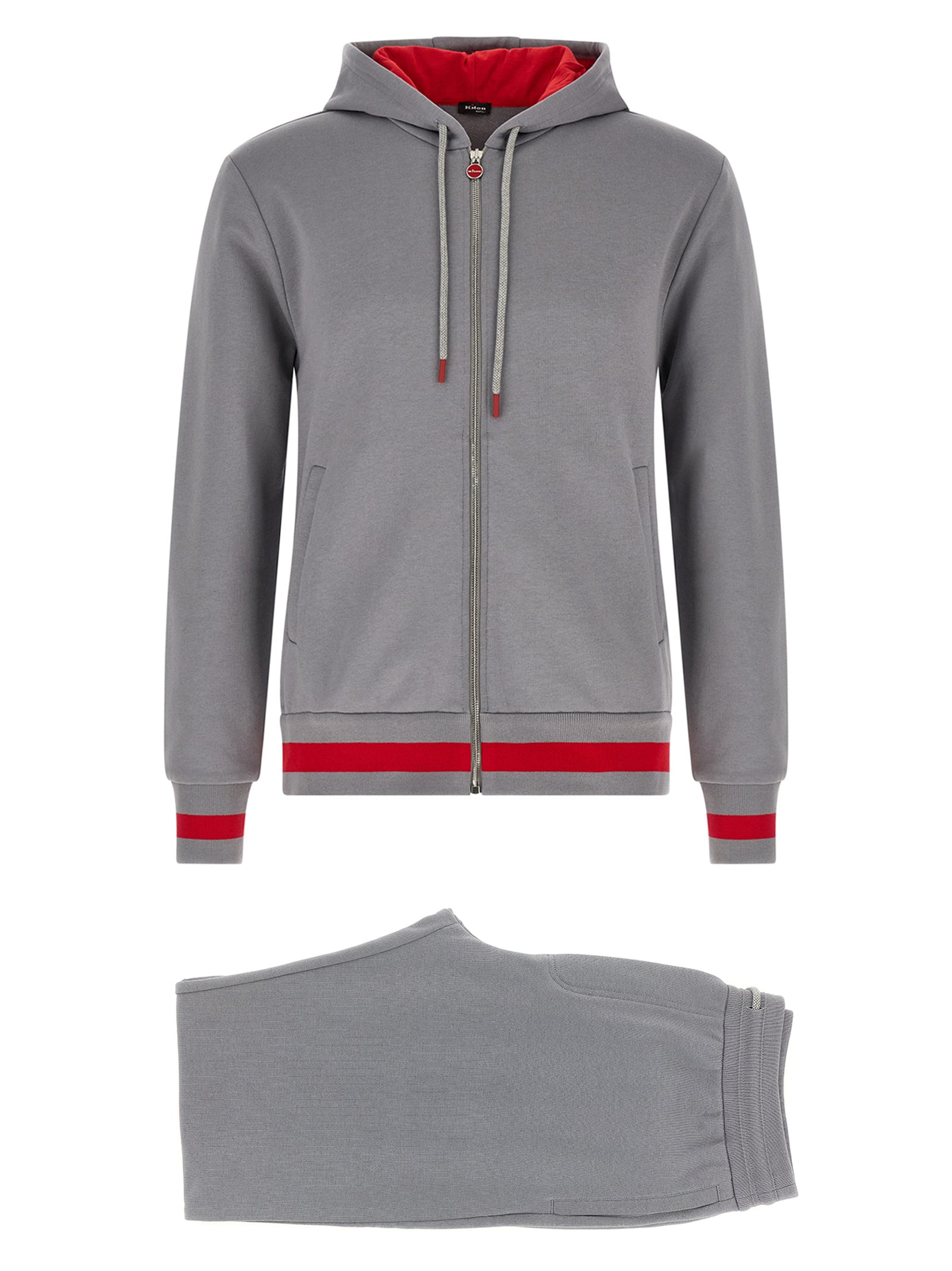 Hooded Activewear from Kiton for men in cotton gray features an kinetic design from the Men's Cotton Hooded Track Suit collection, highlighting functional for a premium, high-performance look.