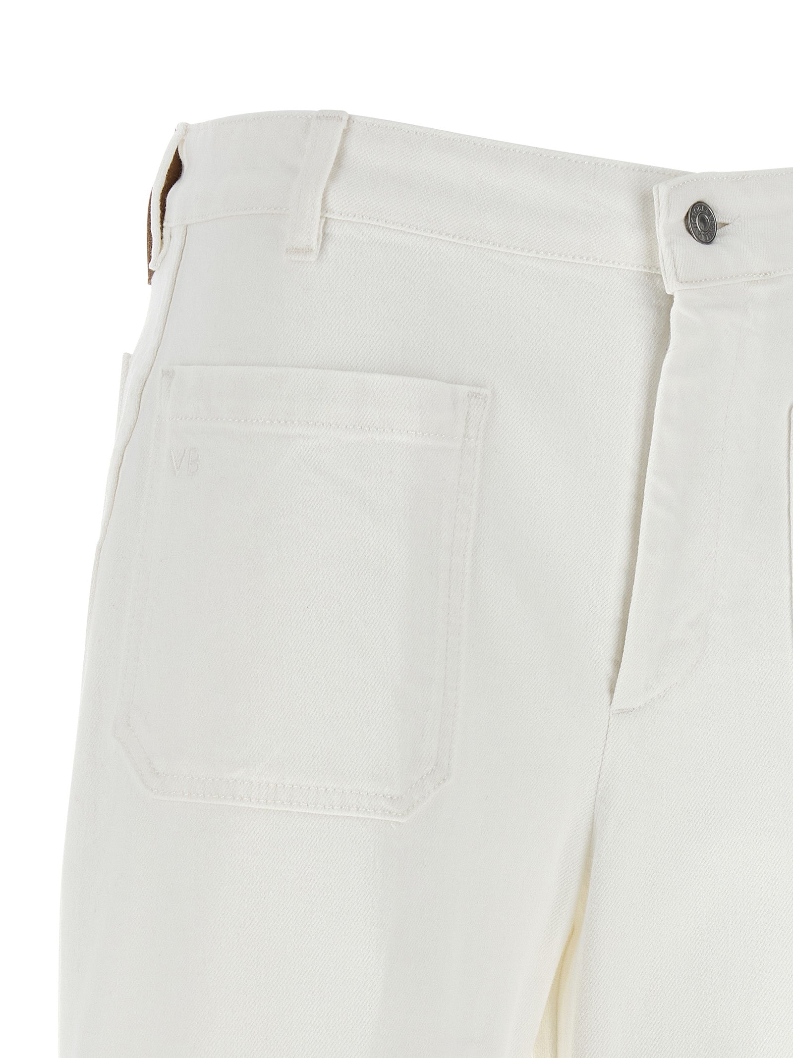 Jeans by Victoria Beckham for women in stretch denim cotton white features an sophisticated high rise and flared & wide with a precise long, creating a sophisticated and sophisticated silhouette.