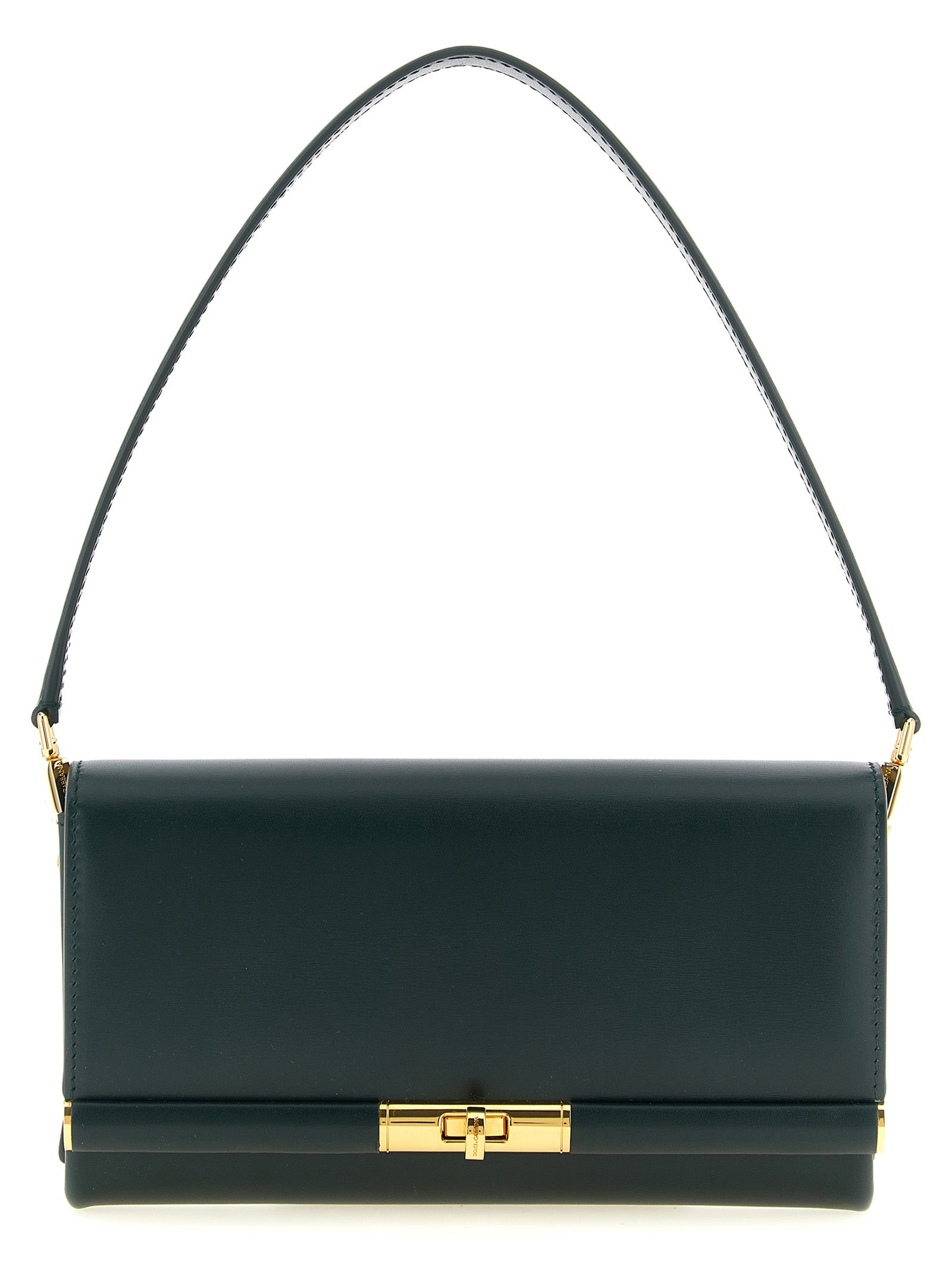 Shoulder Flap Bag by Dolce & Gabbana for women in calfskin leather bicolour & green features an effortlessly chic silhouette with a secure flap, ample , and versatile shoulder-strap & handle for effortlessly chic everyday luxury.