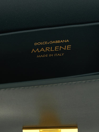 Shoulder Flap Bag by Dolce & Gabbana for women in calfskin leather bicolour & green showcases a statuesque silhouette, artfully detailed with a secure flap, organized , and versatile shoulder-strap & handle for a statuesque look.