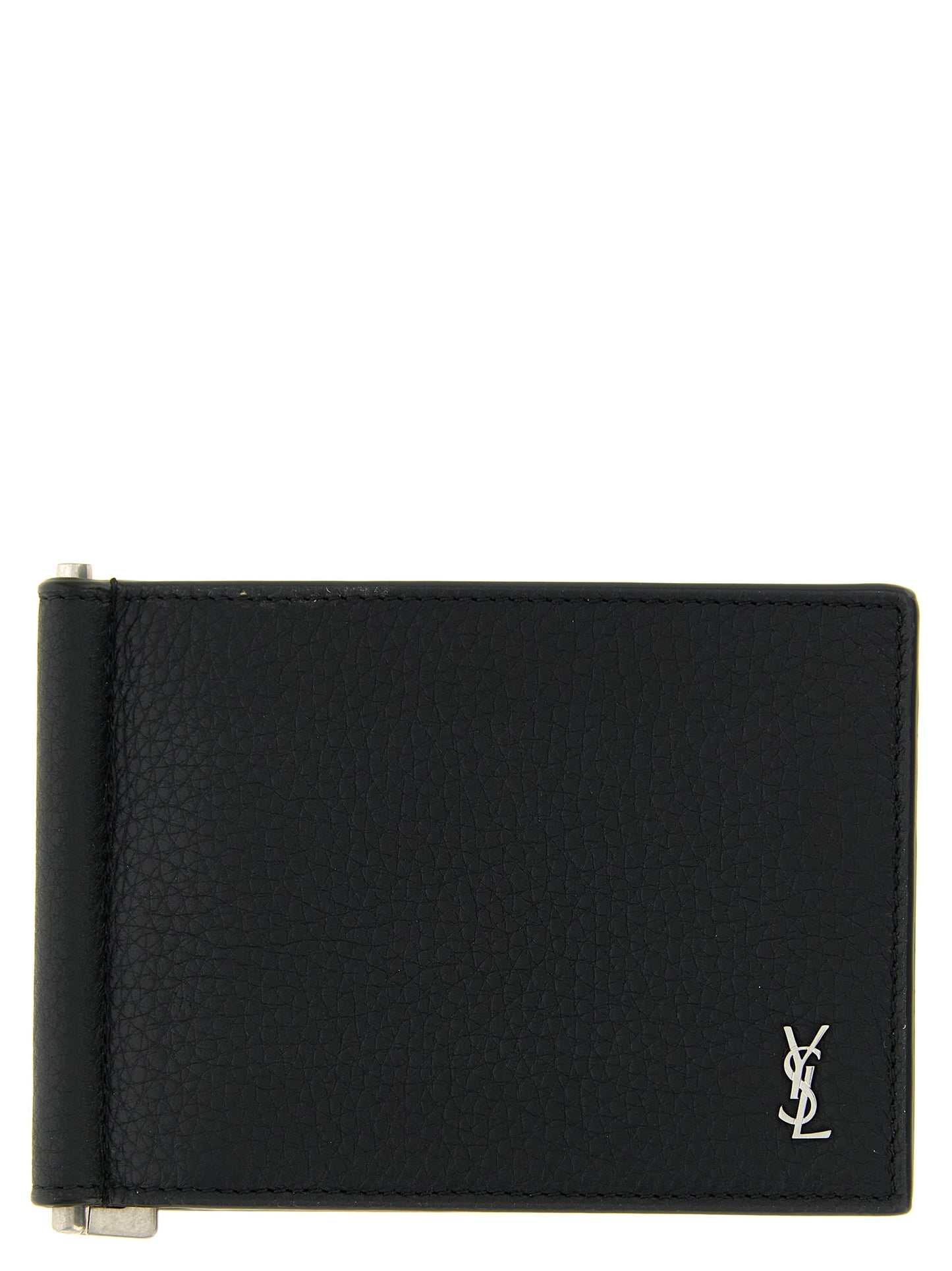 Cardholder Wallet by Saint Laurent for men in calfskin leather black showcases a distinguished silhouette, artfully capturing the essence of the distinguished Cassandre Calfskin Leather Cardholder Wallet design with functional card-organization.