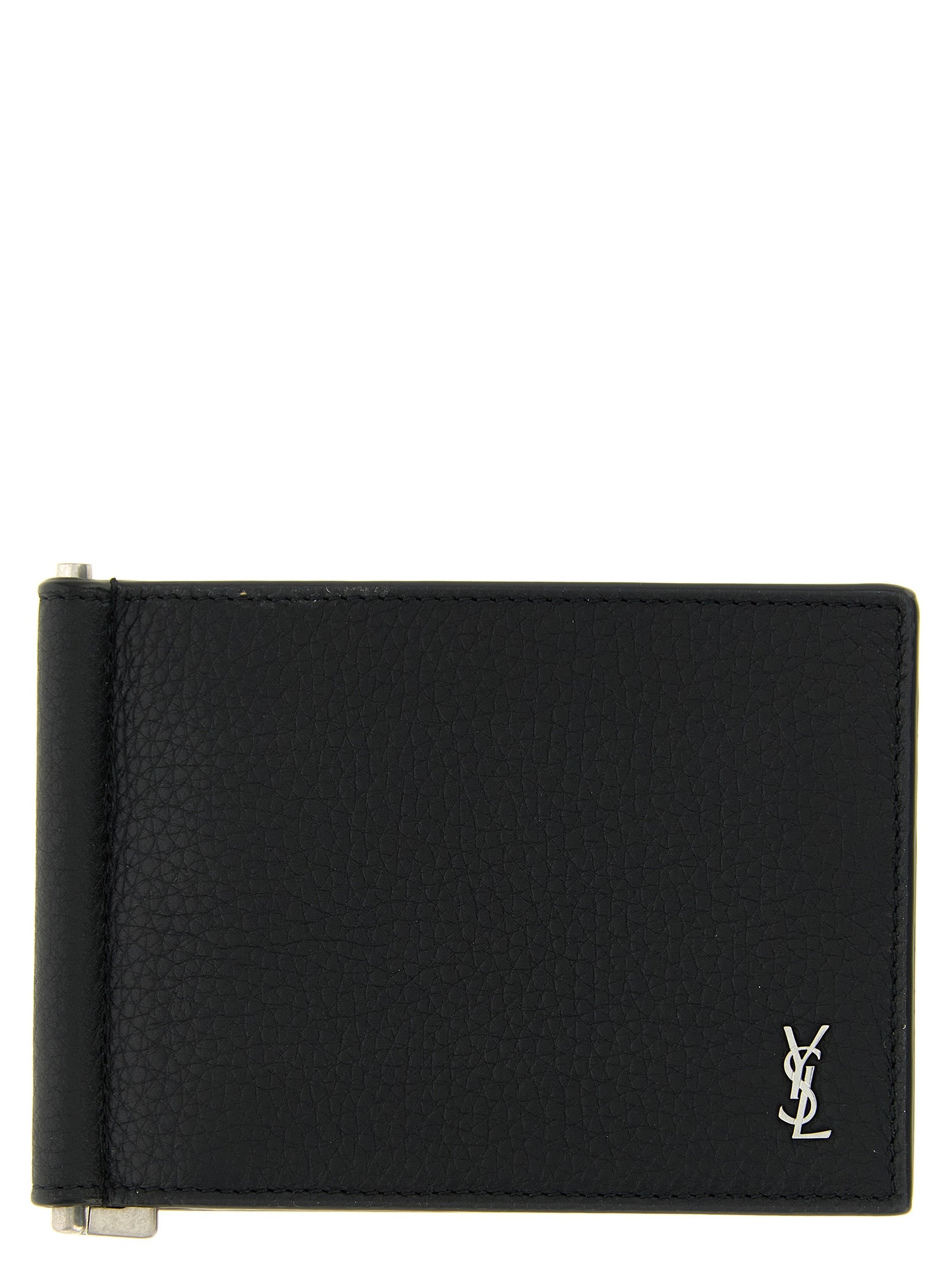 Cardholder Wallet by Saint Laurent for men in calfskin leather black showcases a distinguished silhouette, artfully capturing the essence of the distinguished Cassandre Calfskin Leather Cardholder Wallet design with functional card-organization.