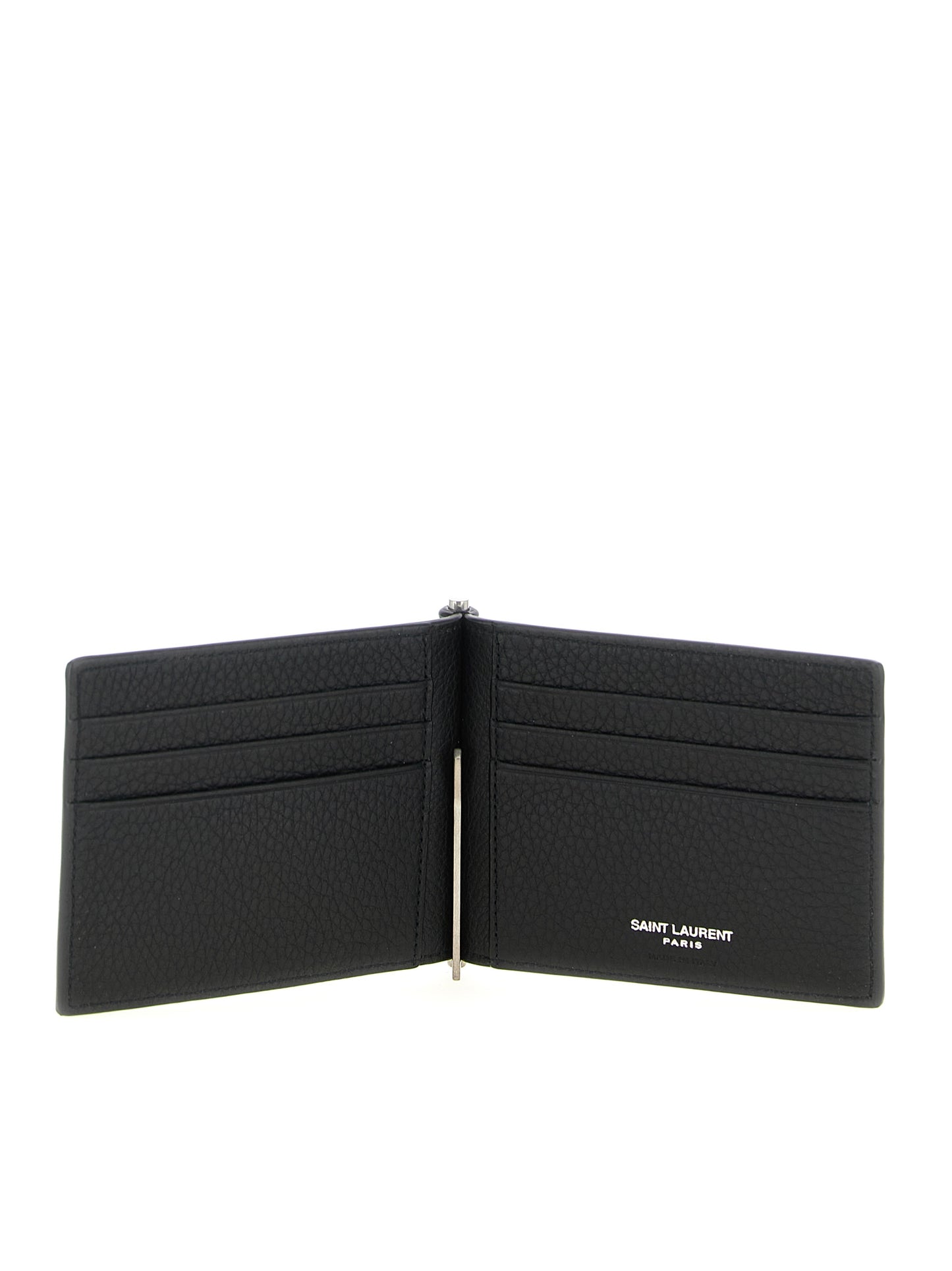 Cardholder Wallet by Saint Laurent for men in calfskin leather black presents a streamlined silhouette, showcasing the sophisticated design of the Cassandre Calfskin Leather Cardholder Wallet collection with functional card-organization.