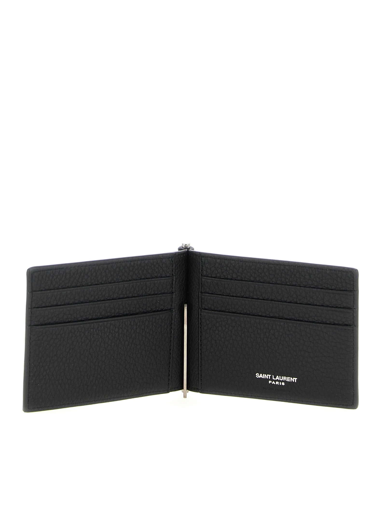 Cardholder Wallet by Saint Laurent for men in calfskin leather black presents a streamlined silhouette, showcasing the sophisticated design of the Cassandre Calfskin Leather Cardholder Wallet collection with functional card-organization.